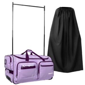 fanwoli 23" dance bag with garment rack and privacy cover | upgraded stable system & fabric | more lightweight & wear-resistant | ideal competition duffle bag for dancers livestreamer athletes