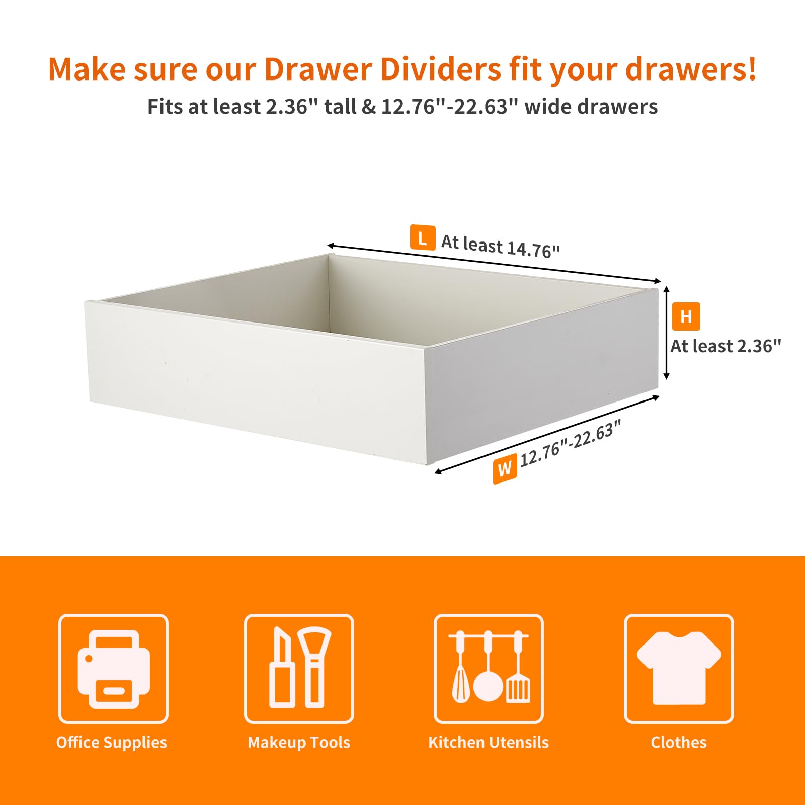 Canfanni Drawer Dividers 3 Pack, 2.36" High, 14.76-22.6" Adjustable Drawer Divider for Clothes, Plastic Dresser Organizer for Bedroom, Closet, Clothes, Office, Kitchen Storage