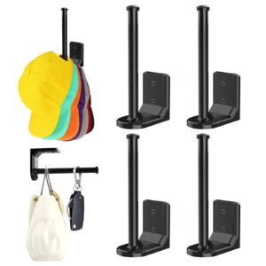 hztint 4 pack hat organizer for baseball caps hat racks for wall baseball hat storage organizer hat holder for closet hat display mount adhesive/drill black