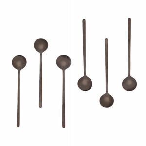 spoons set 6pcs stainless black spoon, use for coffee mixing, tea, dessert cake ice cream spoon, ice tea, espresso, cocktail mixing spoon, home dinner, set of 6, 6.7-inch