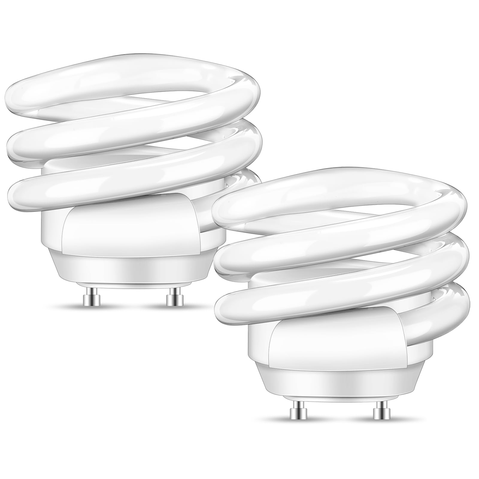 Rossesay 2 Pack 18 Watt Spiral GU24 CFL Light Bulbs, 2700k Soft White 2 Prong Twist and Lock Base Light Bulb, 1000 Lumen Compact Fluorescent Bulbs