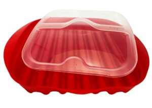 kanpion microwave bacon tray with lid - quick, crispy bacon in minutes, bpa-free, easy to clean, microwave bacon cooker with cover, holds 4-5 strips of bacon, healthier breakfast option