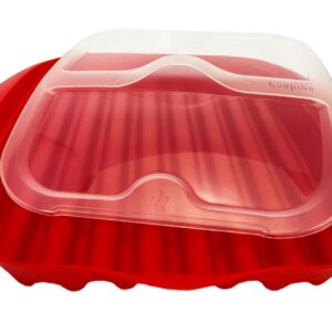 Kanpion Microwave Bacon Tray with Lid - Quick, Crispy Bacon in Minutes, BPA-Free, Easy to Clean, Microwave Bacon Cooker with Cover, Holds 4-5 Strips of Bacon, Healthier Breakfast Option