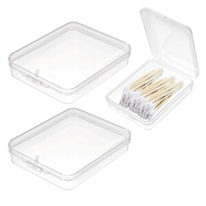 gjinxi 3pcs mini plastic storage containers box, clear organizer storage case for small items, rectangle travel storage bins for beads, game pieces, business cards, crafts accessories (110×90×28 mm)