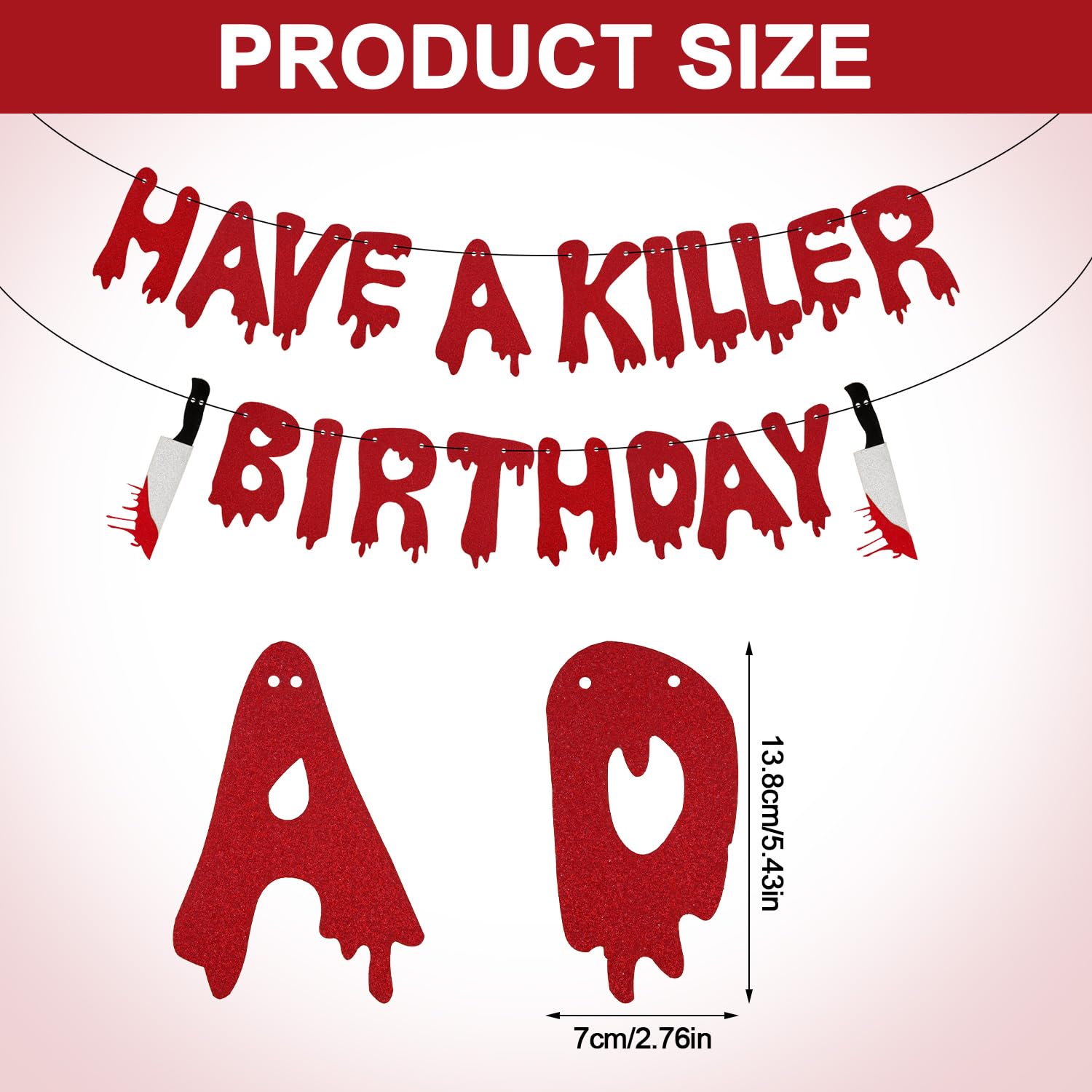 Have a Killer Birthday Banner, Halloween Horror Banner Halloween Glitter Birthday Banner Bloody Birthday Banner Halloween Zombie Birthday Party Decorations (Red)