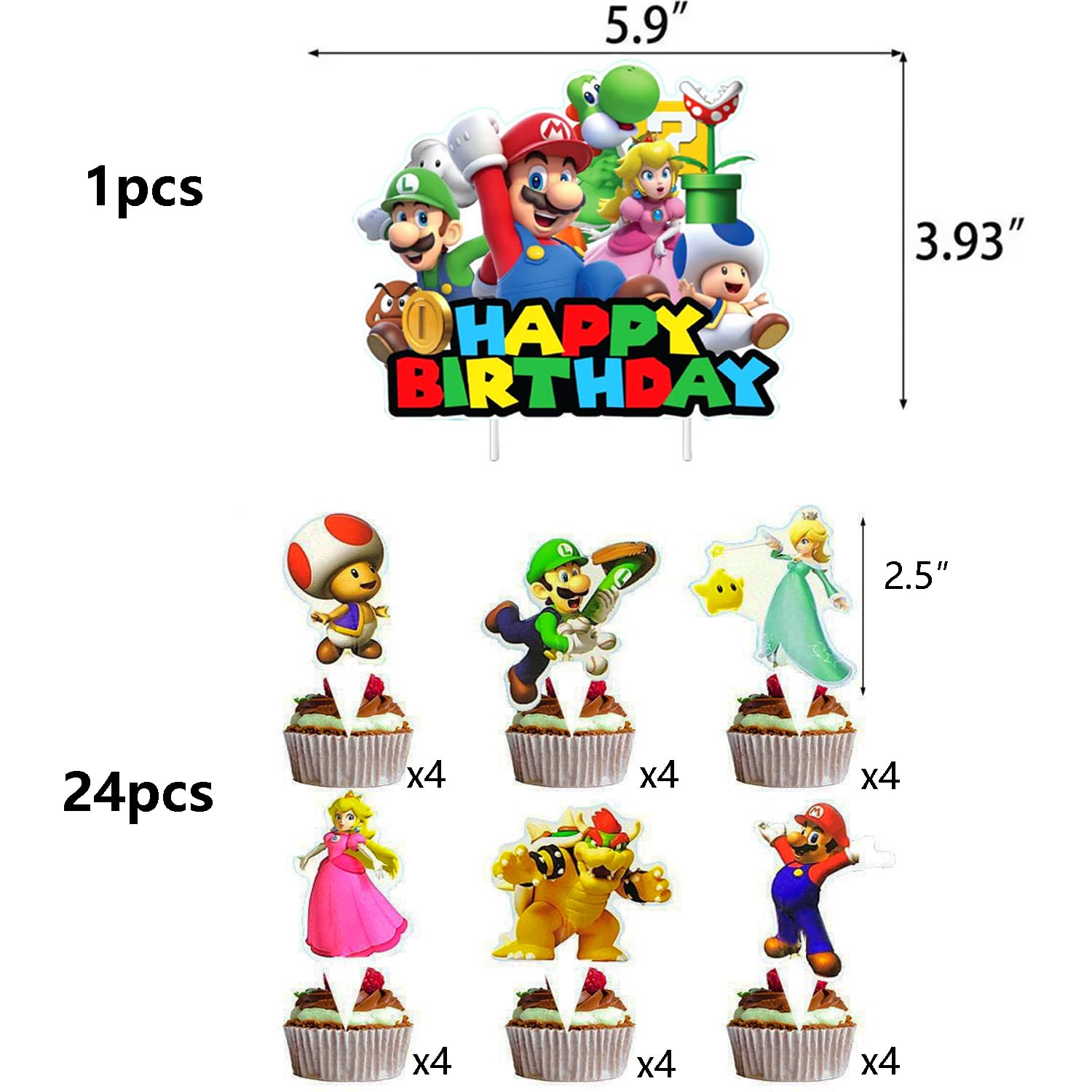 123Pcs Super Bros Themed Party Decorations, Birthday Party Supplies Decorations Set-Plates Napkins Tablecloth Banners Fork etc for 20 Guests Kids Birthday (Set A)