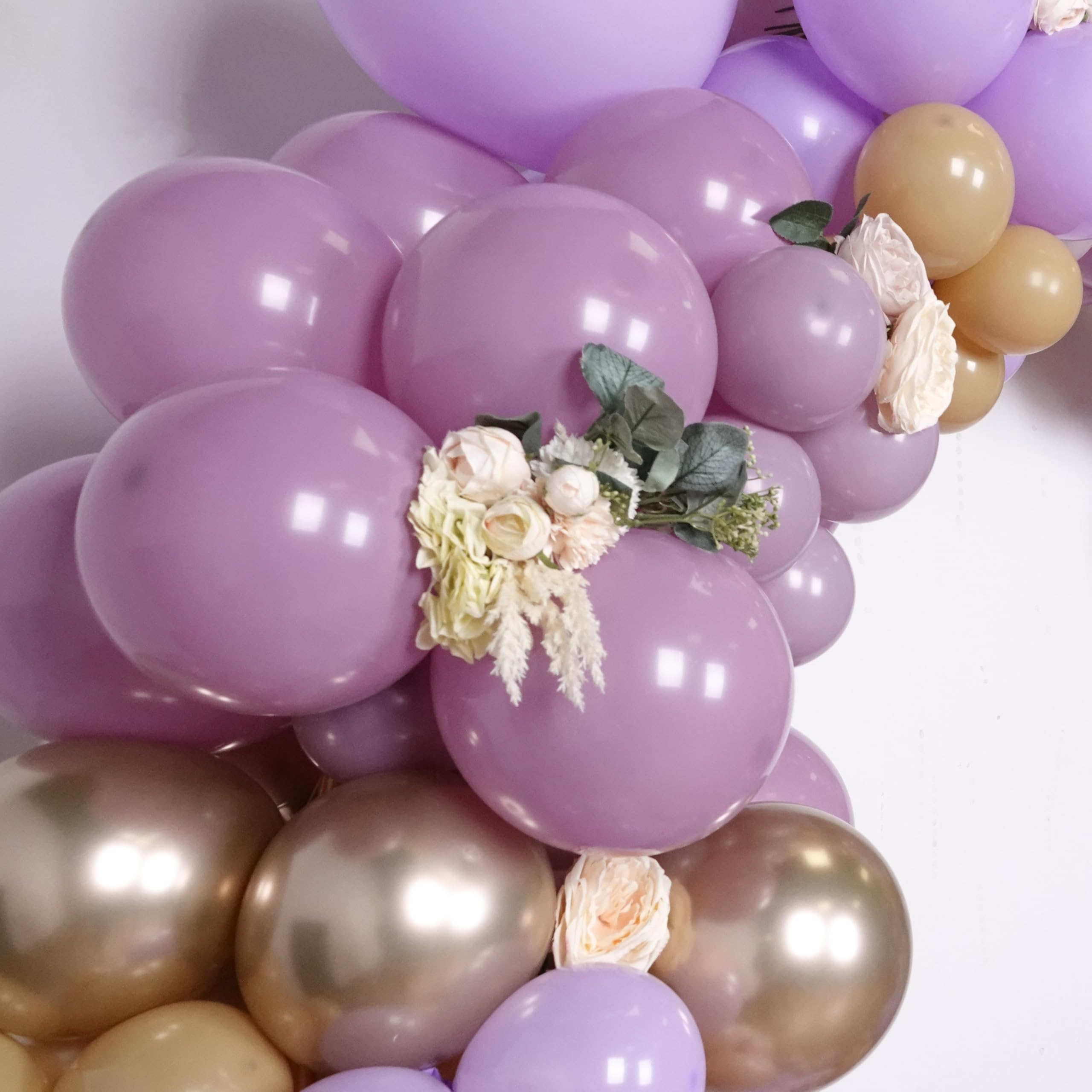 Pink and Purple Balloon Arch Kit - Dusty Purple Lavender Champagne Gold Pink Balloons for Girls Birthday Baby Shower Wedding Bridal Shower Balloon Arch Decorations Retro Purple Pink Balloon Garland