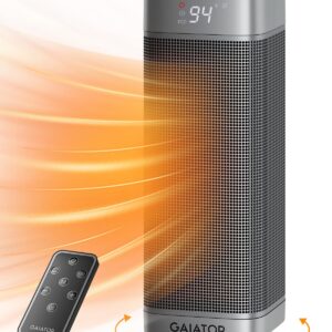 GAIATOP Space Heaters for Indoor Use, 1500W Portable Electric Heater, Quiet PTC Ceramic Heat with Thermostat, 5 Modes, Remote, 60° Oscillating, 12Hrs Timer, Powerful Wind for Bedroom Office Home