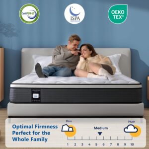 12 Inch Full Mattress, Memory Foam Hybrid Mattress, Motion Isolation Pocket Spring Mattress in a Box, Medium Firm for Pressure Relief, Breathable Pillow Top, CertiPUR-US Certified