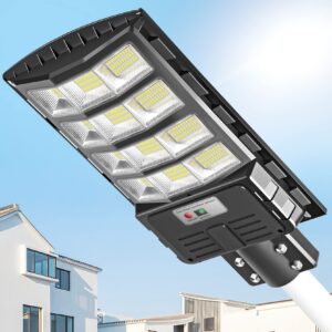 4000w solar street lights outdoor waterproof 6500k solar parking lot lights commercial, solar lights outdoor dusk to dawn, solar powered outdoor lights motion sensor for yard/garage/driveway/path