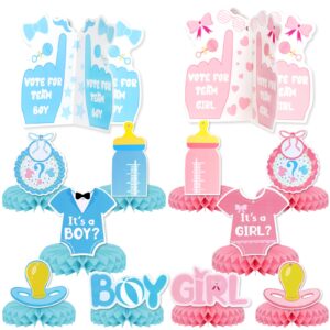 baby gender reveal honeycomb centerpieces, kskspe 12pcs baby gender reveal party table centerpieces baby gender reveal decorations baby gender reveal theme party table decoration for baby supplies