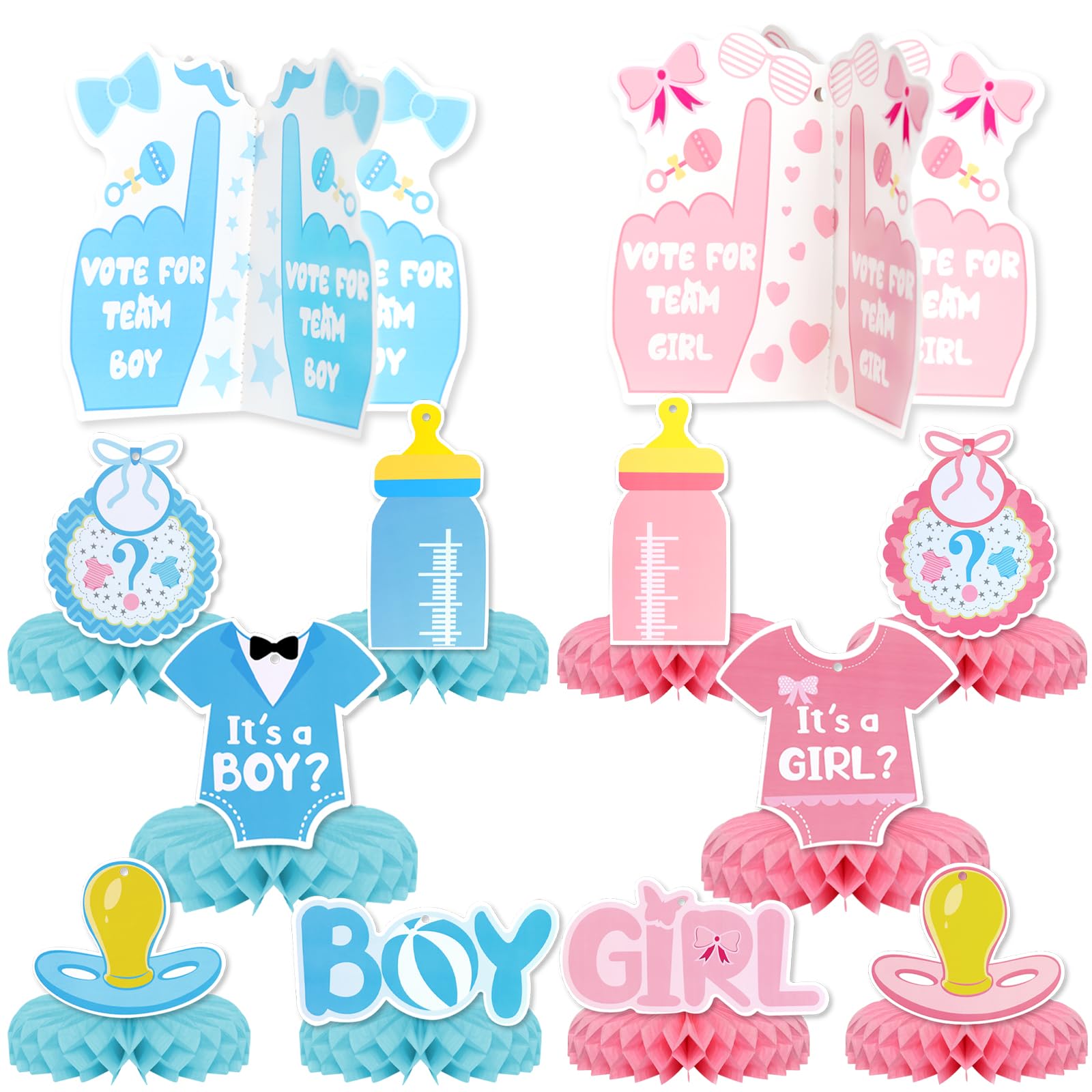 Baby Gender reveal Honeycomb Centerpieces, KSKSPE 12Pcs baby gender reveal Party Table Centerpieces baby gender reveal Decorations baby gender reveal Theme Party Table Decoration for baby Supplies