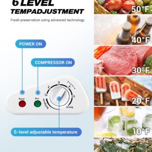 rosmena Chest Freezer, Deep Freezer 5 Cubic Feet with Removable Baskets & 6 Adjustable Temperature & Top Open Door, White Mini Deep Freezer Compact Freezer Suitable for Apartments(Down to -18°F)