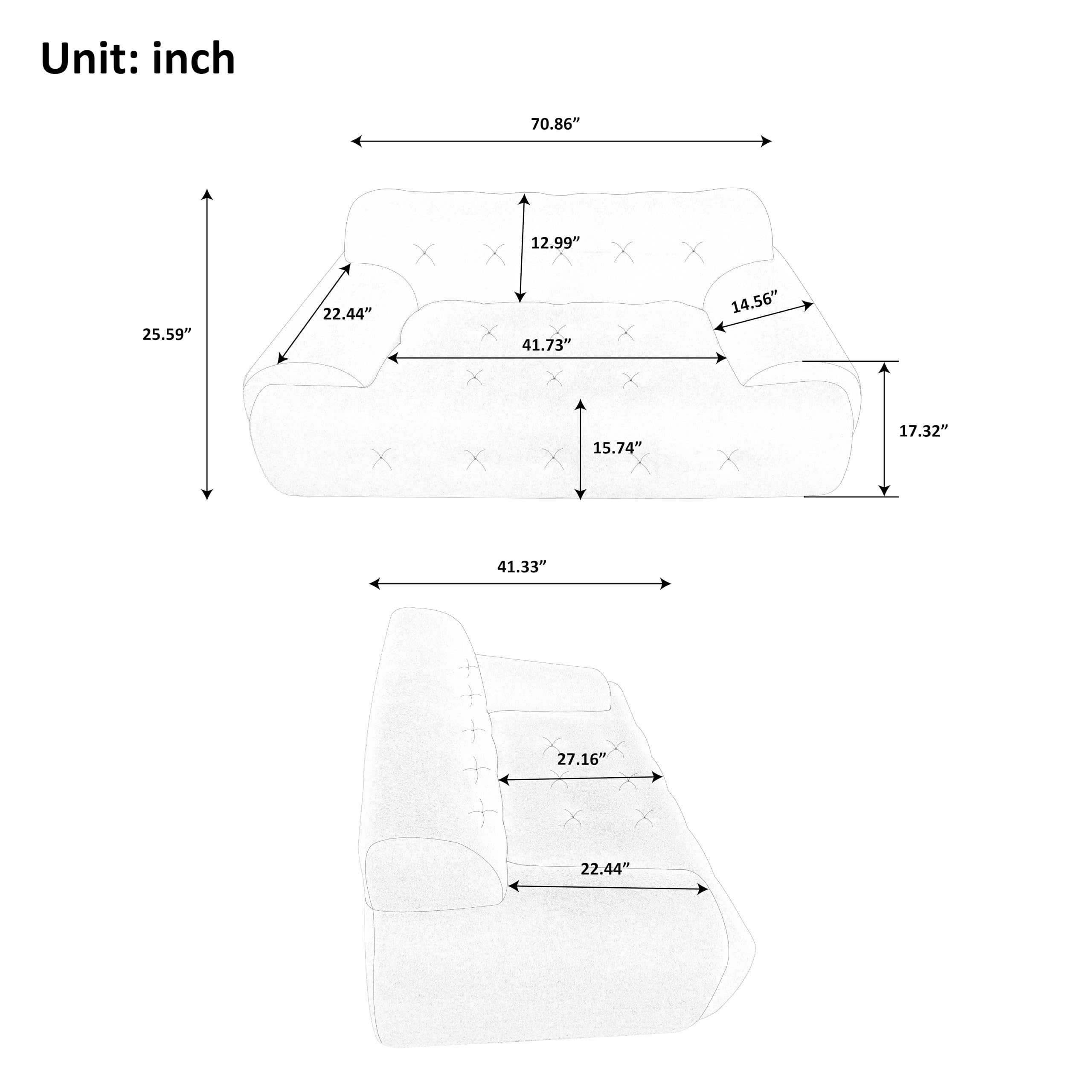 VASOENY 70.9"*41.3" Modern Loveseat Sofa, Soft Sherpa Fabric Love Seat Couch, Comfy Upholstered 2 Seater Sofa, No Assembly Required Loveseat Couches for Living Room, Bedroom, Office, Apartment