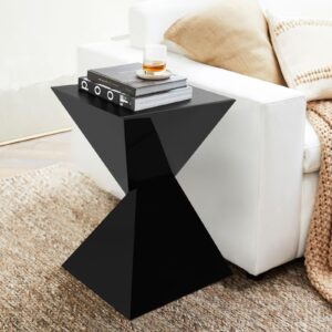 BECHAEO Black Acrylic Side Table, Small End Tables for Small Spaces, Modern Acrylic End Tables Living Room Bedroom Nightstand with Irregular Design, Lightweight Farmhouse Outdoor Side Tables for Patio