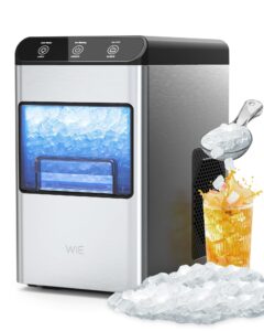 wie nugget countertop ice maker, 37lbs/24h soft chewable pebble portable ice machine, one-click self-cleaning sonic ice,for home kitchen office, led night light ice basket/ice scoop stainless steel