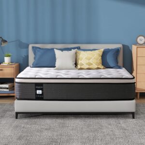 12 Inch Twin Mattress, Memory Foam Hybrid Mattress, Motion Isolation Pocket Spring Mattress in a Box, Medium Firm for Pressure Relief, Breathable Pillow Top, CertiPUR-US Certified