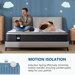 12 Inch Full Mattress, Memory Foam Hybrid Mattress, Motion Isolation Pocket Spring Mattress in a Box, Medium Firm for Pressure Relief, Breathable Pillow Top, CertiPUR-US Certified