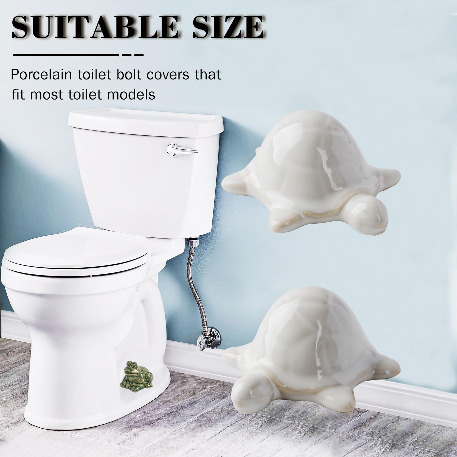 Toilet Bolt Covers, Turtle Toilet Bolt Caps - Fun and Cute Bathroom Toilet Screw Cover Caps - Decorative Toilet Caps for Bottom of Toilet (White turtle 2pcs)