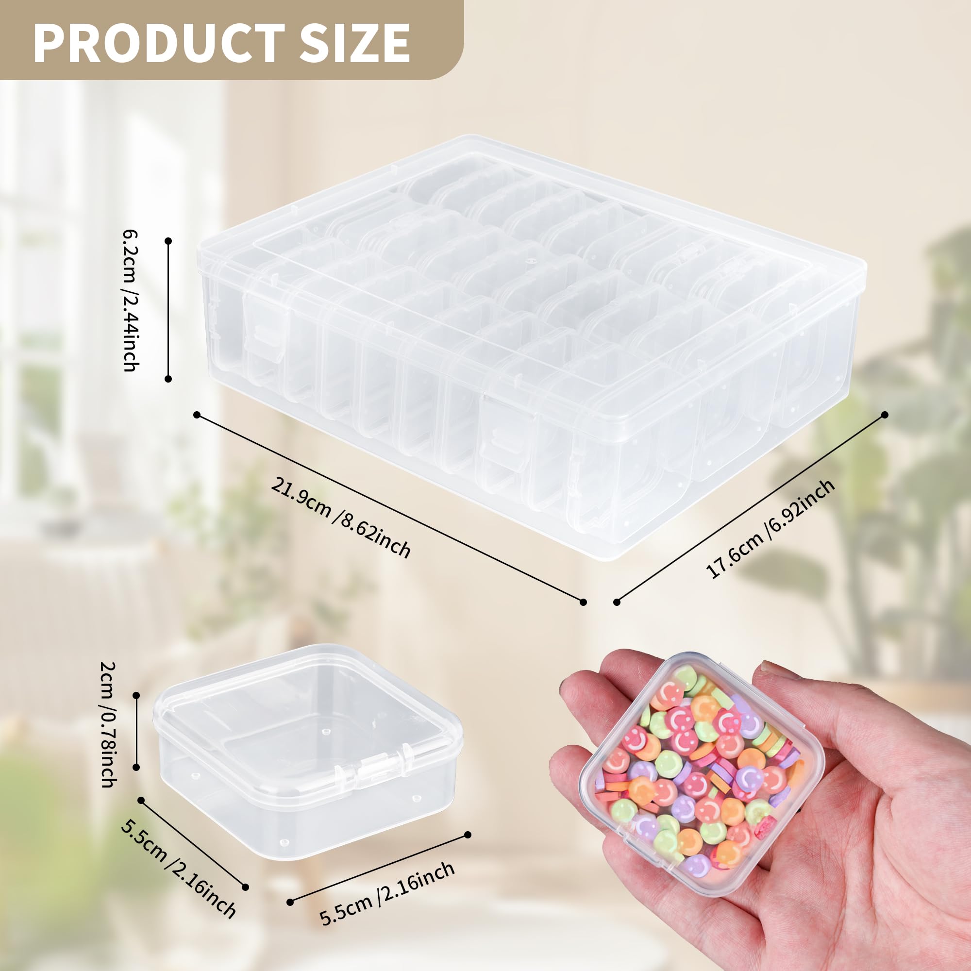 Bead Organizer Box, 30Pcs Small Clear Plastic Bead Storage Containers, 1 Craft Storage Box with Hinged Lid, 120 Labels, Mini Box for Jewelry Making DIY Bracelets Beading Nails Screws Seeds Small Parts