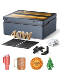 wecreat vision 40w laser engraver, diode desktop laser cutter and engraver machine with rotary for tumblers glass mugs cups roller, class 1 enclosed laser cutting for acrylic wood leather metal