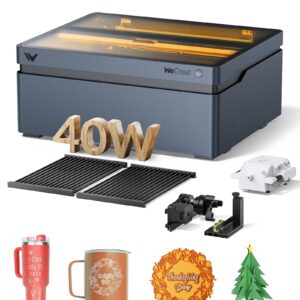 WECREAT Vision 40W Laser Engraver, Diode Desktop Laser Cutter and Engraver Machine with Rotary for Tumblers Glass Mugs Cups Roller, Class 1 Enclosed Laser Cutting for Acrylic Wood Leather Metal