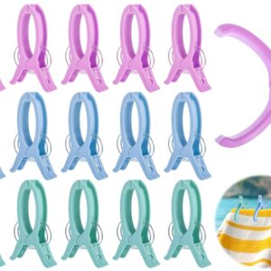 15 Pcs Large Beach Towel Clips, Sewing Clamps Plastic Clothes Pins & Quilt Clips, Kitchen & Bathroom Towel Clips, Large Strong Clothes Clips Keep Towel from Blowing Away(3 Colors)