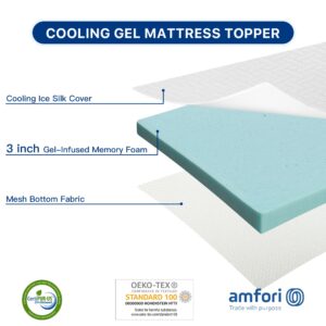 3 Inch Memory Foam Mattress Topper King Size Gel Memory Foam Cooling Mattress Topper Mattress Pad Cover for Back Pain Bed Topper with Washable Cover