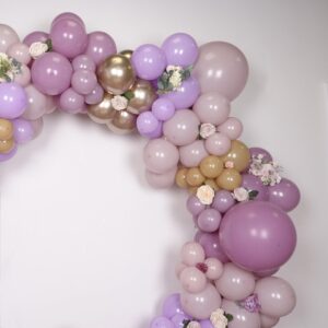 Pink and Purple Balloon Arch Kit - Dusty Purple Lavender Champagne Gold Pink Balloons for Girls Birthday Baby Shower Wedding Bridal Shower Balloon Arch Decorations Retro Purple Pink Balloon Garland