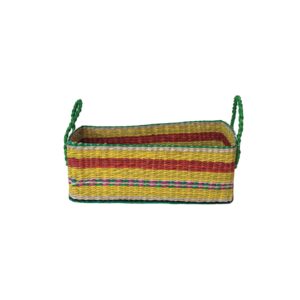 creative co-op hand-woven seagrass basket with stripes, multicolor