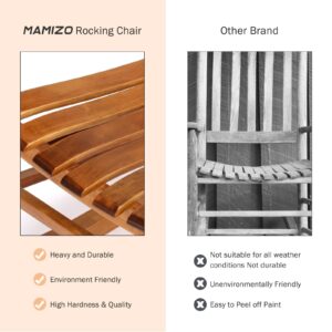 MAMIZO Wooden Rocking Chair Outdoor with High Back,Rocking Chair Indoor Oversized Easy to Assemble for Garden,Lawn, Balcony, Backyard,Porch,Wooden Rocking Chair,Porch Rocker（Teak Brown）