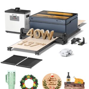 WECREAT Vision 40W Laser Engraver and Cutter Machine with Automatic Conveyor Feeder, Fume Extractor, 4-in-1 Rotary, Air Assist, Laser Bed for DIY Engraving and Cutting Acrylic Wood Metal Leather