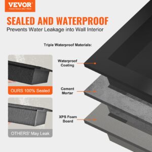 VEVOR Shower Niche Ready for Tile 16" x 24", Double Shelf Organizer, Square Corners Wall-inserted Niche Recessed, Sealed Protection Modern Soap Storage Niche for Shower Bathroom, Black