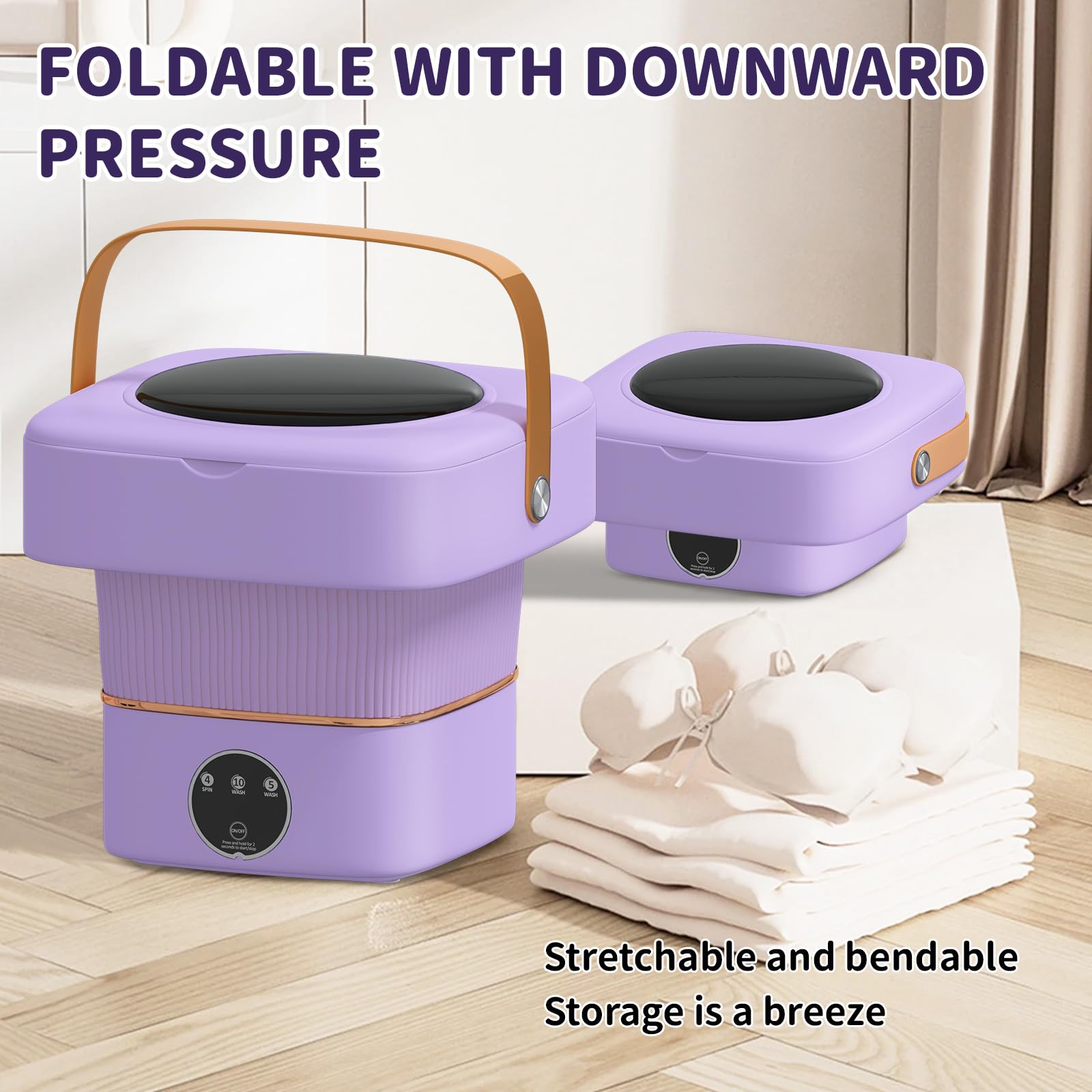 Small Portable Washing Machine, Mini Foldable Washer 4.5L High Capacity with 3 Modes Cleaning for Underwear, Baby Clothes, or Pet Clothes, for Apartment, Travel, Camping, RV, Dorm