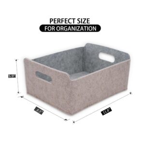 Welaxy 3-piece Storage Baskets Felt Foldable Shelf Drawers Organizers Bins Scandinavian-chic for Kids Toys Books Normcore Neutral Nordic Style Biege (Oatmeal+Grey)