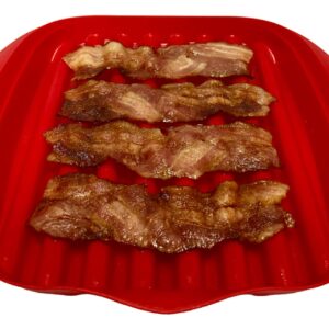 Kanpion Microwave Bacon Tray with Lid - Quick, Crispy Bacon in Minutes, BPA-Free, Easy to Clean, Microwave Bacon Cooker with Cover, Holds 4-5 Strips of Bacon, Healthier Breakfast Option