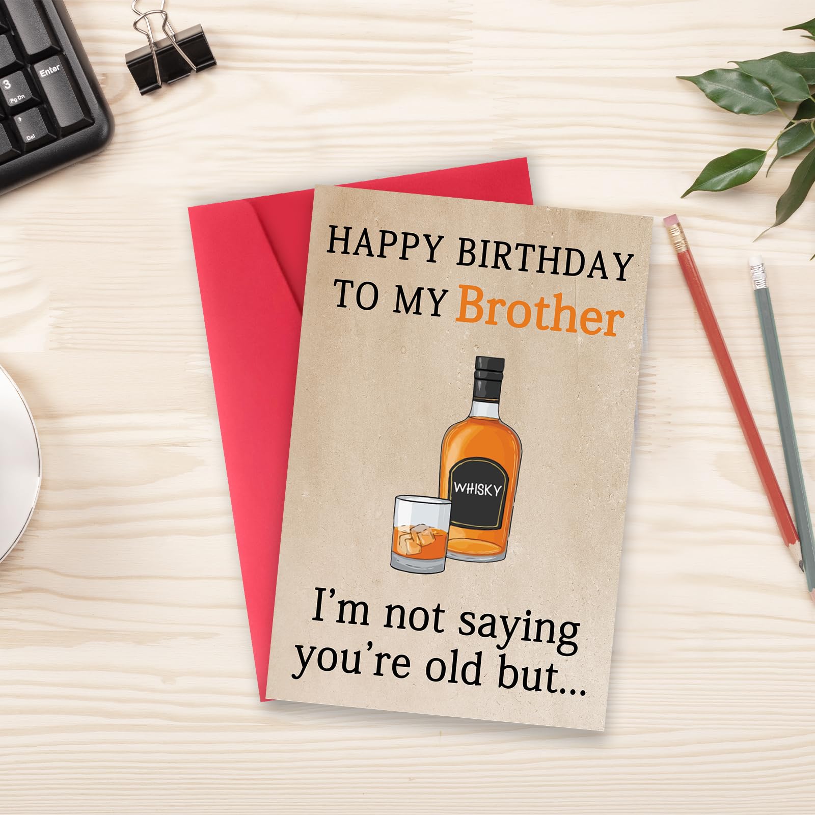 Abeletree Happy Birthday Card for Brother, Funny Brother Birthday Card, Brother Birthday Gifts from Sister, Humorous Bro Bday Gift Cards