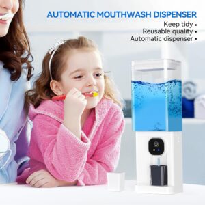 Festiva Automatic Mouthwash Dispenser for Bathroom - 23.67 Oz Organizers & Storage Accessories for Mouth Wash Dispensers, Smart Home Mouthwash Dispenser for Kids and Adults Set, White