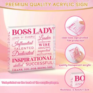 Boss Lady Gifts For Women, Thank You Gifts for Her, Boss Appreciation Gifts for Leader, Thanksgiving Christmas Gifts For Mom Birthday Present Boss Coffee Mug Acrylic Sign Notebook Ballpoint Pen Candle