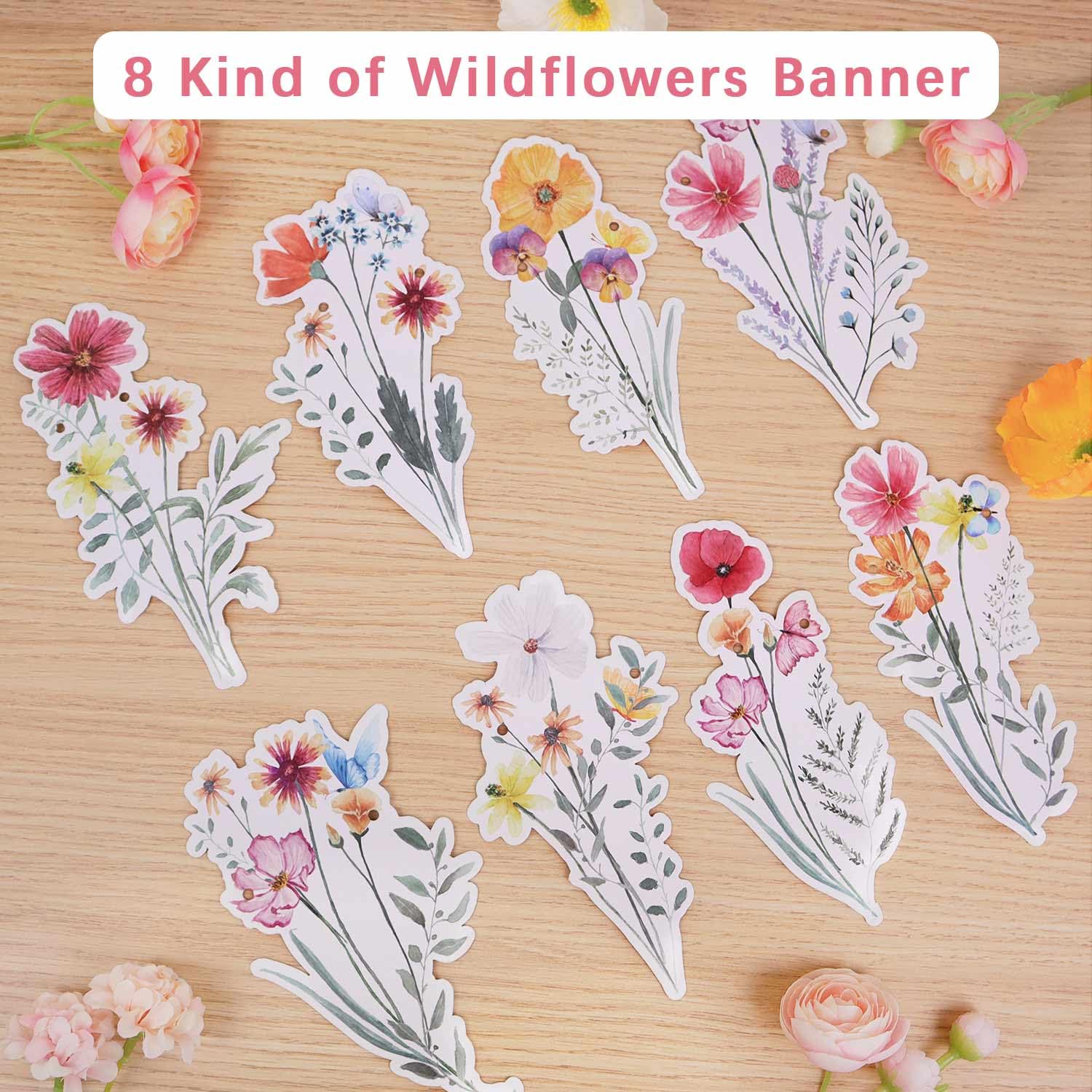 Heboland Baby in Bloom Banner Baby Shower Decorations for Girls, Wildflowers Baby Shower Decorations Hanging Banner Sign Party Supplies