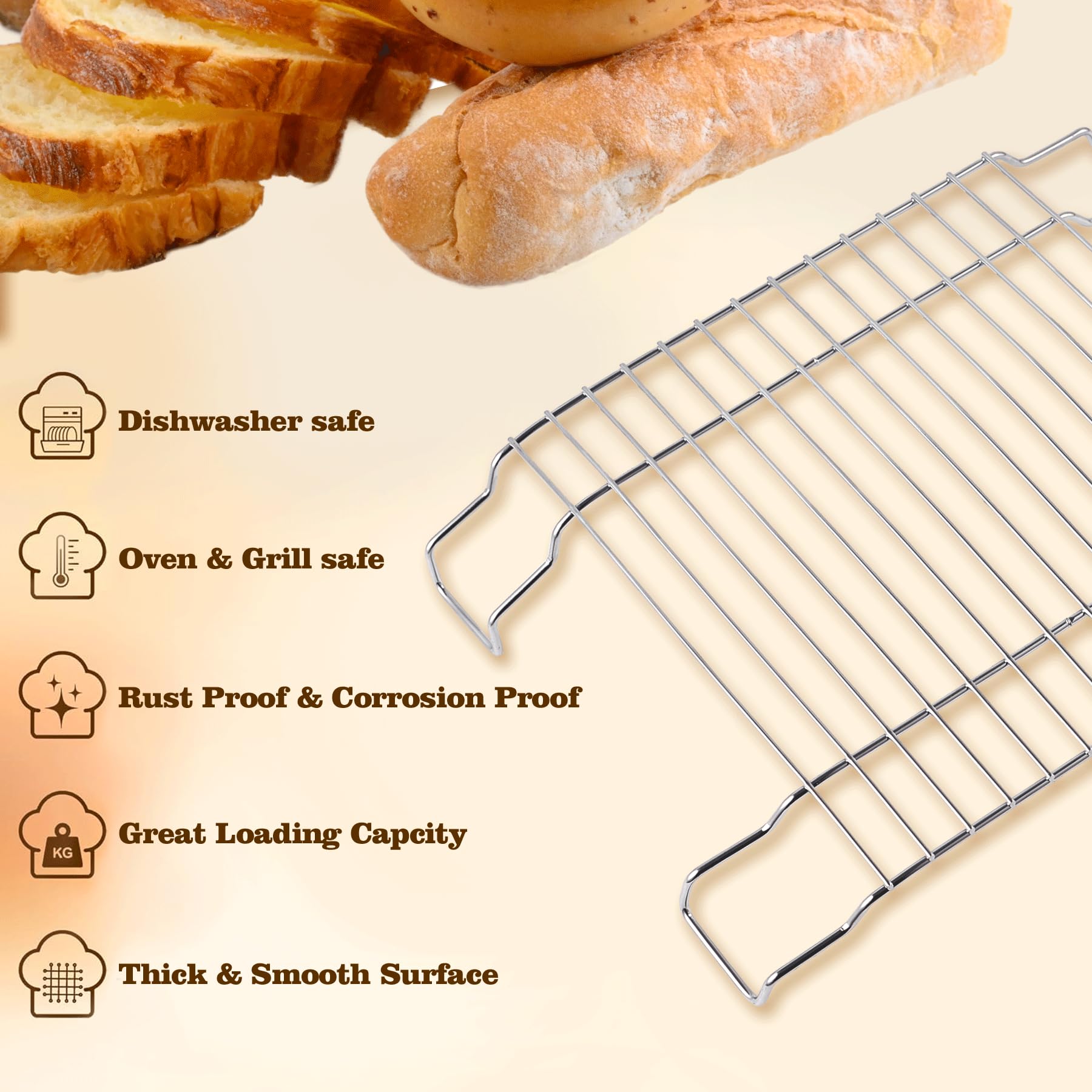 VBGK Cooling Rack,Grill Rack,Heavy Duty Stainless Steel Wire Rack for Baking, Grilling, Roasting, Drying, Nonstick Cooling Rack 11.81"x8.66" Oven & Dishwasher Safe, Compatible with Electric Cooktop