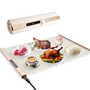 nsyee food warming mat, electric warming tray with 3 temperature settings and timer, rollable food heating mat, premium silicone material, multifunctional food warmer for buffet, party, everyday use