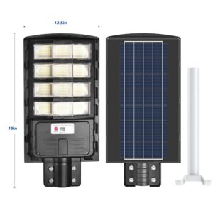 4000W Solar Street Lights Outdoor Waterproof 6500K Solar Parking Lot Lights Commercial, Solar lights Outdoor Dusk to Dawn, Solar Powered Outdoor Lights Motion Sensor for Yard/Garage/Driveway/Path