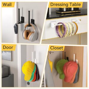 HzTinT 4 Pack Hat Organizer for Baseball Caps Hat Racks for Wall Baseball Hat Storage Organizer Hat Holder for Closet Hat Display Mount Adhesive/Drill Black