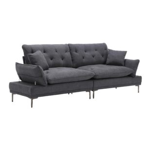 moonmiss loveseat sofa, modern couch with removable pillows, deep seat w/soft cushions, accent upholstered sleeper sofa couch for home, apartment, office,dark grey