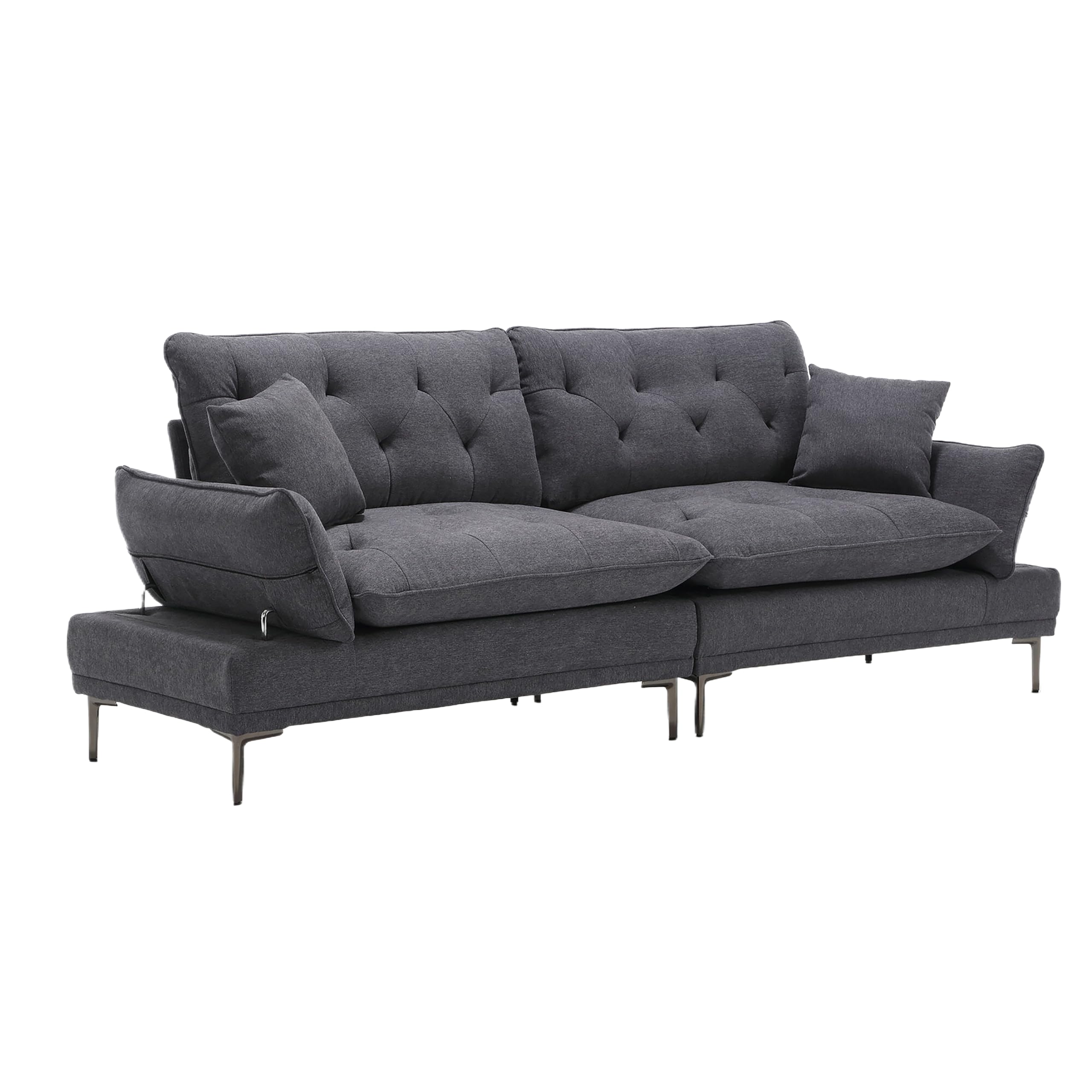 MOONMISS Loveseat Sofa, Modern Couch with Removable Pillows, Deep Seat w/Soft Cushions, Accent Upholstered Sleeper Sofa Couch for Home, Apartment, Office,Dark Grey