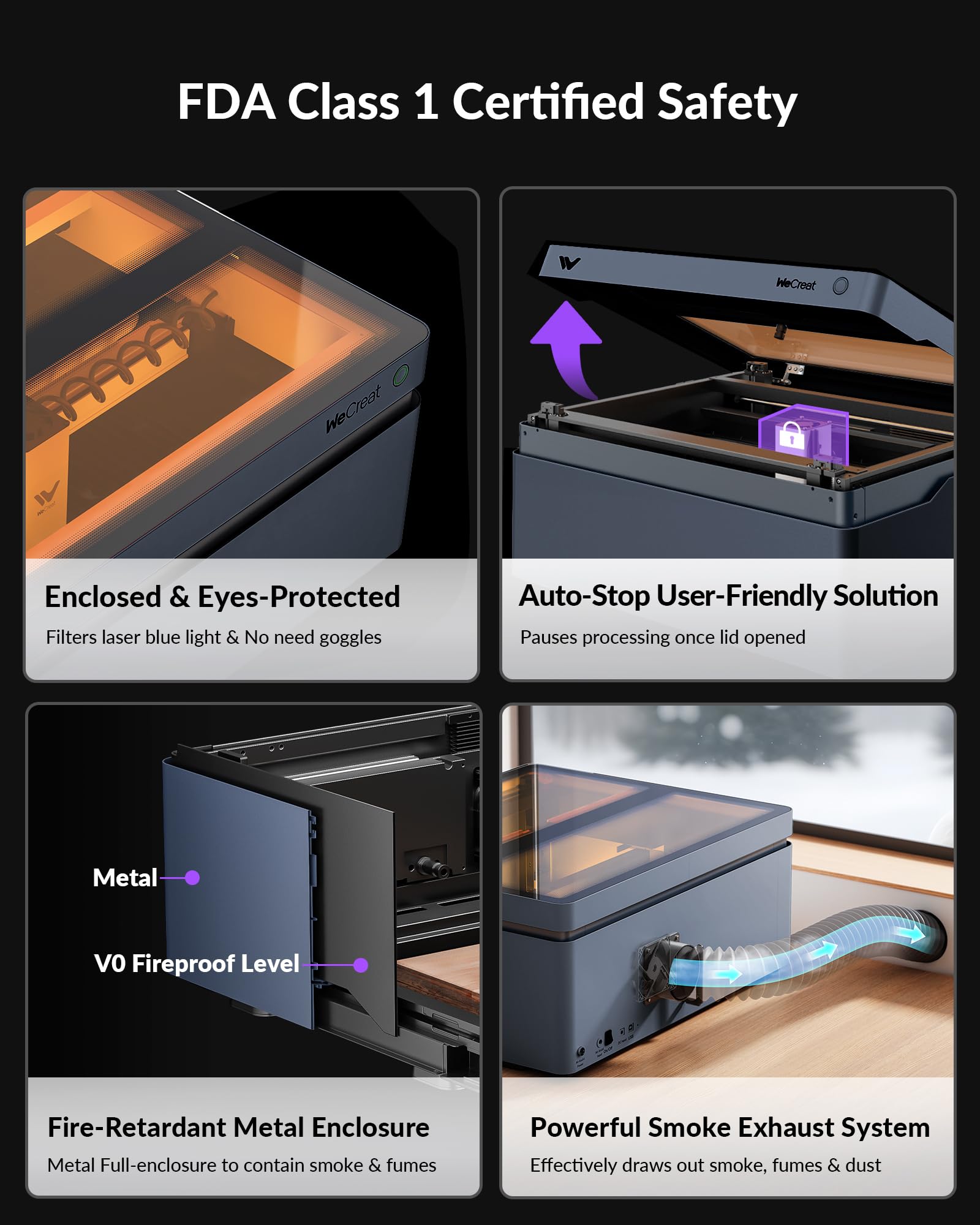 WECREAT Vision 40W Laser Engraver, Diode Desktop Laser Cutter and Engraver Machine with Rotary for Tumblers Glass Mugs Cups Roller, Class 1 Enclosed Laser Cutting for Acrylic Wood Leather Metal