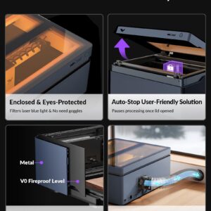 WECREAT Vision 40W Laser Engraver and Cutter Machine with Automatic Conveyor Feeder, Fume Extractor, 4-in-1 Rotary, Air Assist, Laser Bed for DIY Engraving and Cutting Acrylic Wood Metal Leather