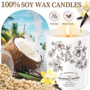 Deluxe Scented Candle for Women & Men, Vanilla Coconut Soy Wax Candle, 8 Oz Jar Candle for Home, Scented-60 Hour Long Lasting Burning, Suitable Present for Thanksgiving, Christmas & Birthday