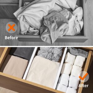 Canfanni Drawer Dividers 3 Pack, 2.36" High, 14.76-22.6" Adjustable Drawer Divider for Clothes, Plastic Dresser Organizer for Bedroom, Closet, Clothes, Office, Kitchen Storage